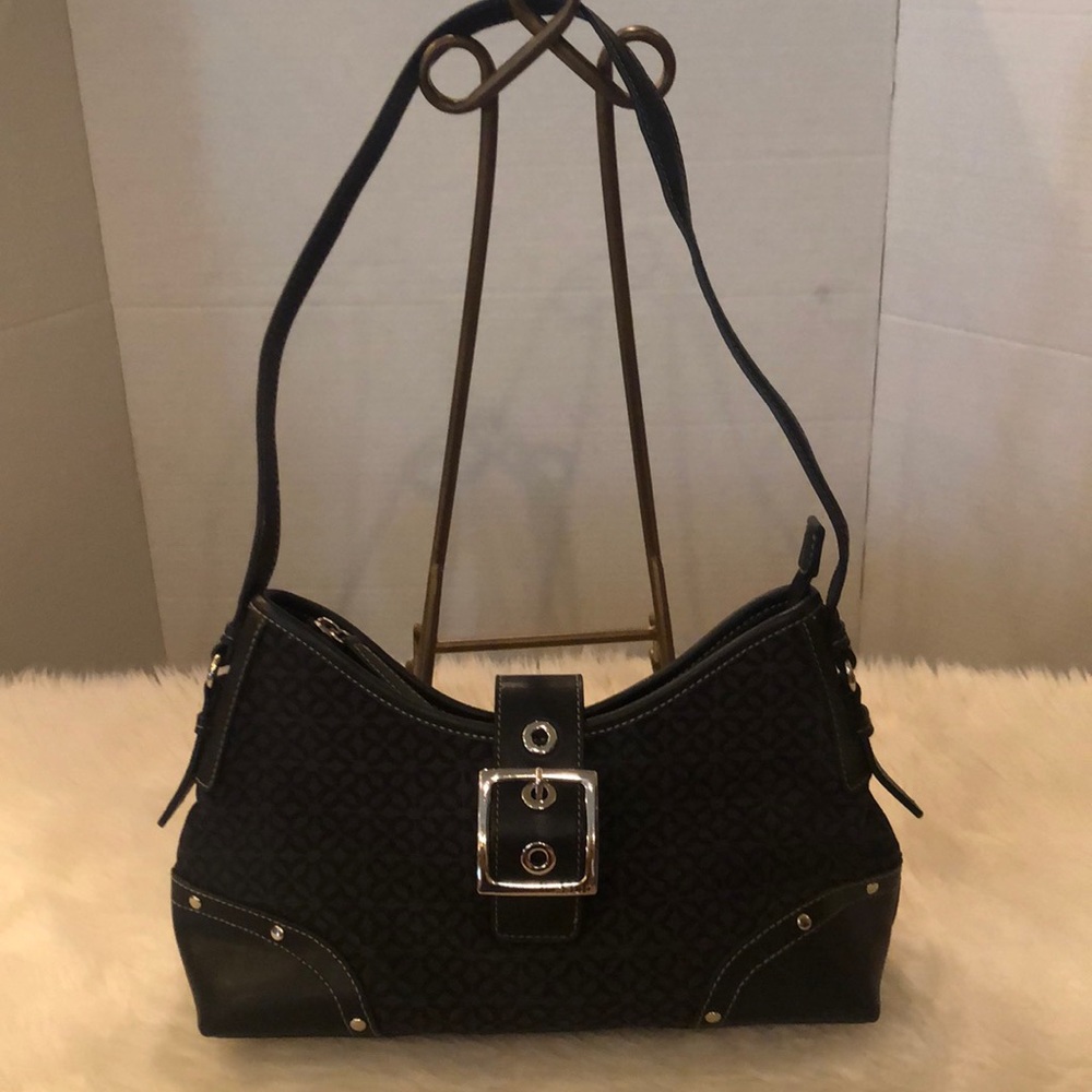 Relic Fabric and Leather Shoulder Handbag